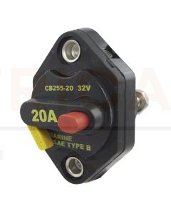 Bussmann 25515-B-1 Circuit Breaker Manual Reset w/ Threaded Holes. 15A 32VDC 