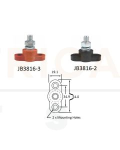 Bussmann JB3816-3 Stud Junction Block 3/8-16 Red 250A